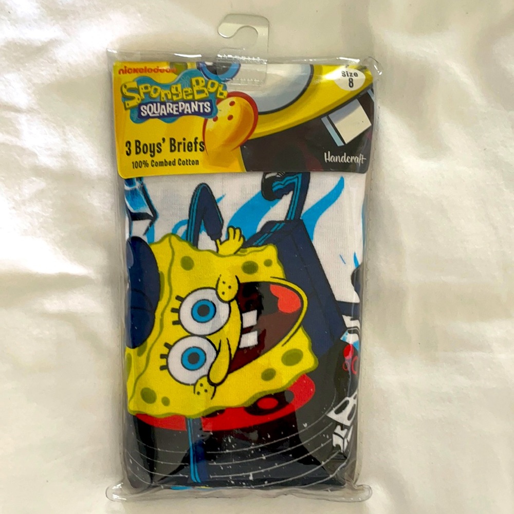 SpongeBob Squarepants 3 Boys Briefs Size 8